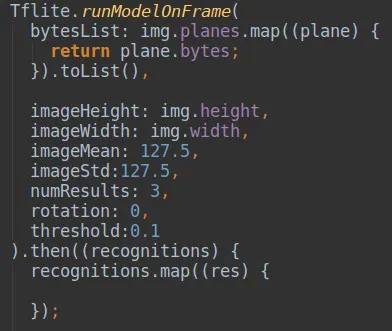 runModelOnFrame function